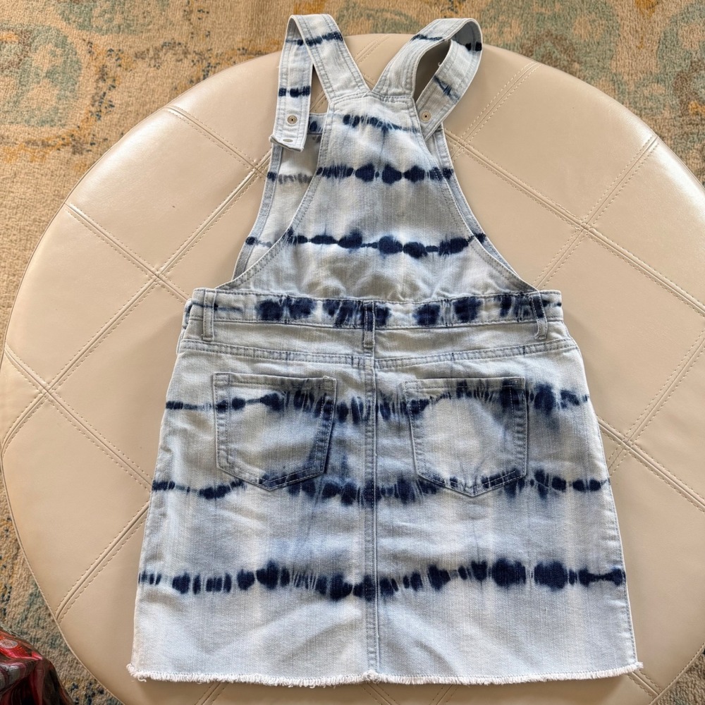 The Children's Place Skirtails Girls 12 Blue Tie Dye Denim Pinafore Skirt - Picture 5 of 9
